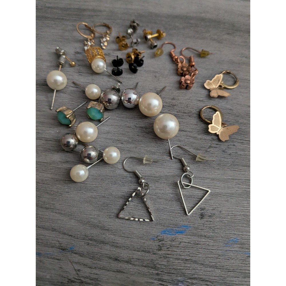 Assorted Fashion Earring Lot Faux Pearl Butterfly Floral Geometric Studs Hoops